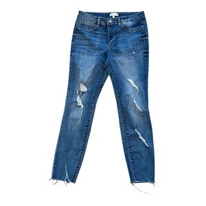 Rewind Women's Denim Jeans, Size 9, Blue, Skinny, Light Distress, Casual